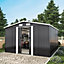Metal Shed 10 x 12 ft Garden Storage Shed Apex Roof Double Door with Foundation Base , Charcoal Black