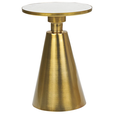 Metal Side Table Gold and White ANDRES