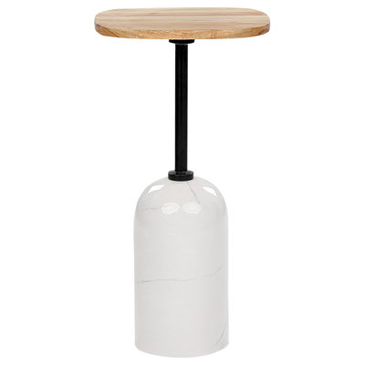 Metal Side Table Light Wood and White OASIS