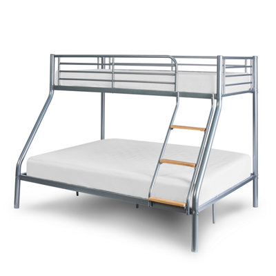 Metal Single & Double Bunk Bed Silver Triple Bed Sleeper