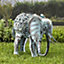 Metal Solar Powered Light Up Elephant Ornament - Weather Resistant Colour Changing Garden Decoration - H34cm x W38cm x D24cm