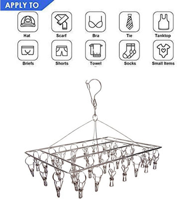 Sock Drying Rack 24 Clips Plastic Laundry Clothes Hanger Rotatable Hanger  Sock Dryer Foldable Portable Clothes Drying Rack Folding Sock Hanger for  Socks Underwear Baby Clothes 