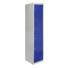 Metal Storage Lockers - Six Doors, Blue