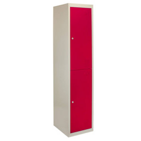 Metal Storage Lockers - Two Doors, Red