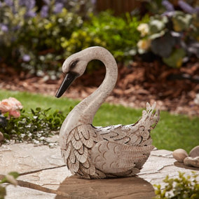 Metal Swan Outdoor Garden Ornament Height 36cm Decorative Sculpture ideal for Patios Lawns flowerbeds Borders