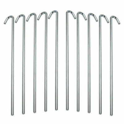 Metal Tent Pegs for Camping - 7" Heavy Duty Galvanised Tent Pegs - 10 Pack