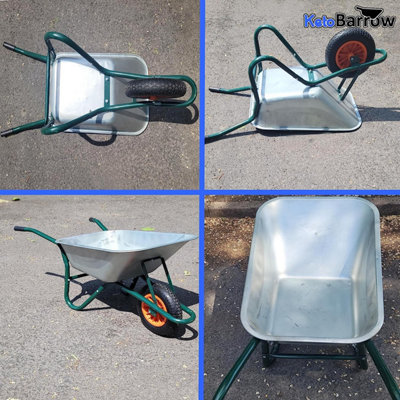 Metal Wheelbarrow - Galvanised with Pneumatic Tyre Professional Garden Wheelbarrow - 100 Litre - 3