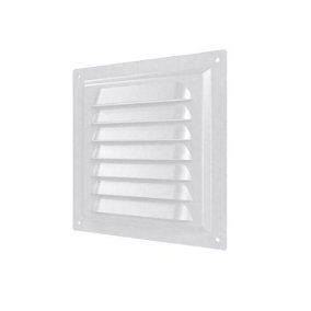 Metal White Air Vent Grille 150mm x 150mm with Fly Screen Flat Duct Cover