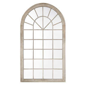 Metal Window Wall Mirror 77 x 130 cm Beige TREVOL