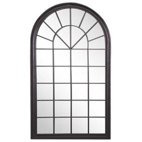 Metal Window Wall Mirror 77 x 130 cm Black TREVOL