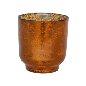 Metallic Copper Glass Tealight Holder - Glass - L15.5 x W15.5 x H19 cm - Copper