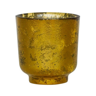 Metallic Gold Glass Holder H19Cm W15.5Cm