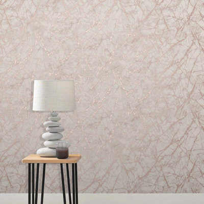 Metallic Marble Wallpaper Rose Gold Fine Decor FD42268