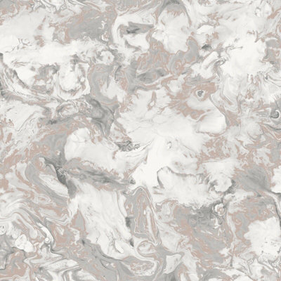 Metallic Ripple Liquid Marble Elixir Swirl Rose Gold Shimmer Wallpaper WD0041