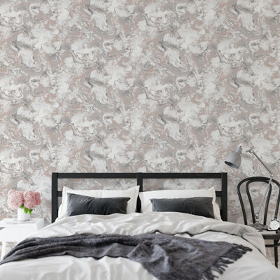 Metallic Ripple Liquid Marble Elixir Swirl Rose Gold Shimmer Wallpaper ...