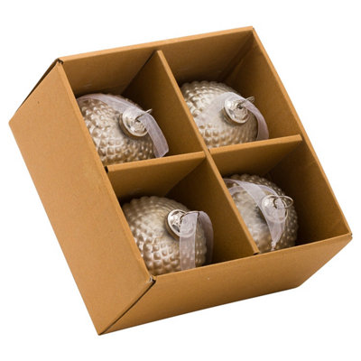 Metallic Silver Honey Comb Set Of 4 Large Baubles Price Comparisons | Compare The Build