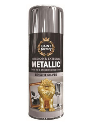 Metallic Silver Paint 400ml Gloss Shimmer Finish for Metal Wood Plastic ...