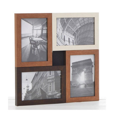 Metallic Wood Multi Collage Photo Frame 4 Pics