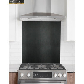 Metallico Aluminium Kitchen Splashback Brushed Black (W) 600mm x (L) 750mm