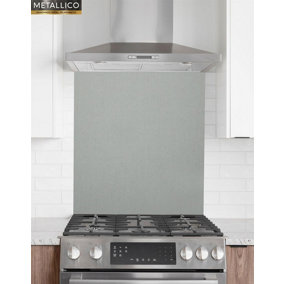 Metallico Aluminium Kitchen Splashback Brushed Chrome (W) 600mm x (L) 750mm