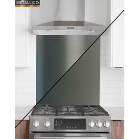 Metallico Aluminium Kitchen Splashback Gloss/Matt Anthracite Grey (W) 600mm x (L) 750mm