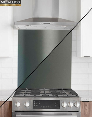 Metallico Aluminium Kitchen Splashback Gloss/Matt Anthracite Grey (W) 900mm x (L) 750mm