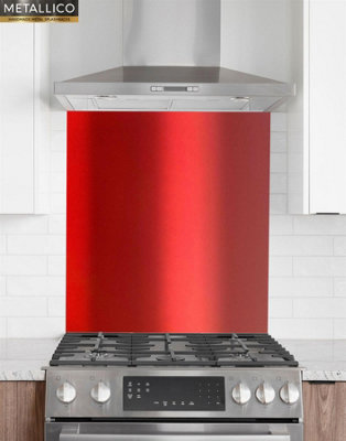 Metallico Aluminium Kitchen Splashback Gloss/Matt Burgundy Red (W) 900mm x (L) 750mm