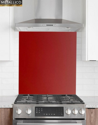 Metallico Aluminium Kitchen Splashback Gloss/Matt Burgundy Red (W) 900mm x (L) 750mm