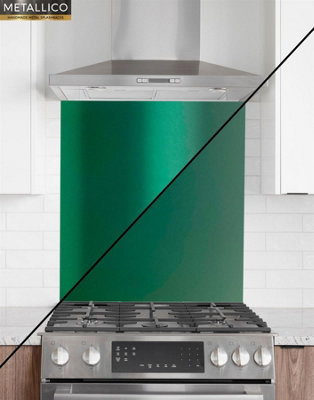 Metallico Aluminium Kitchen Splashback Gloss/Matt Green (W) 600mm x (L) 750mm