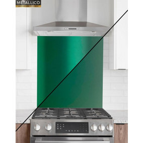 Metallico Aluminium Kitchen Splashback Gloss/Matt Green (W) 600mm x (L) 750mm