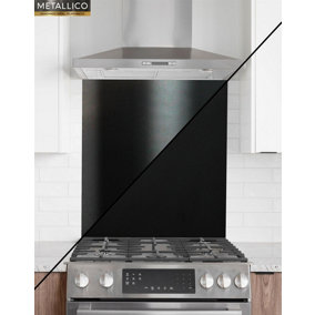 Metallico Aluminium Kitchen Splashback Gloss/Matt Jet Black (W) 600mm x (L) 750mm