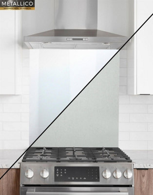 Metallico Aluminium Kitchen Splashback Gloss/Matt Silver (W) 600mm x (L) 750mm