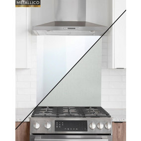Metallico Aluminium Kitchen Splashback Gloss/Matt Silver (W) 900mm x (L) 750mm