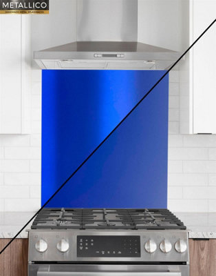 Metallico Aluminium Kitchen Splashback Gloss/Matt Ultra Marine Blue (W) 600mm x (L) 750mm