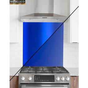 Metallico Aluminium Kitchen Splashback Gloss/Matt Ultra Marine Blue (W) 600mm x (L) 750mm