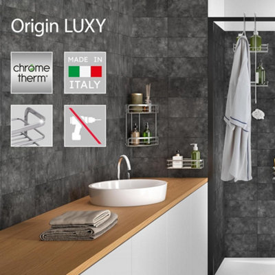 Metaltex Luxury Origin 3-Tier Corner Shelf Bathroom Storage Rack - Silver