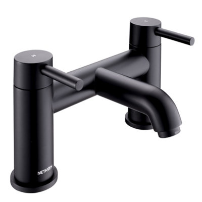 Methven Motu Matte Black Bath Filler Taps Dual Lever Modern, Durable, and Easy to Install Deck Mounted Bathroom Set