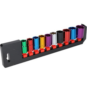Metric 1/2" Drive Shallow Colour Coded Sockets 6 Sided 13mm - 24mm 10pc