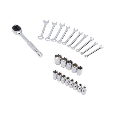 Metric 1/4in Drive Sockets 4 - 14mm + 10pc Spanners 4 - 11mm + 1/4in ...
