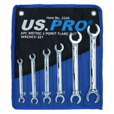 Metric 6 point Flare Nut Pipe Wrench Diesel Injectors Spanners 8mm - 24mm 6pc