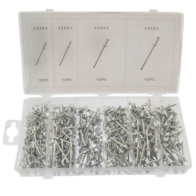 Metric Aluminium Blind Pop Rivets Assortment Set Fastener 2.4 - 6.4mm 400pcs Price Comparisons | Compare The Build