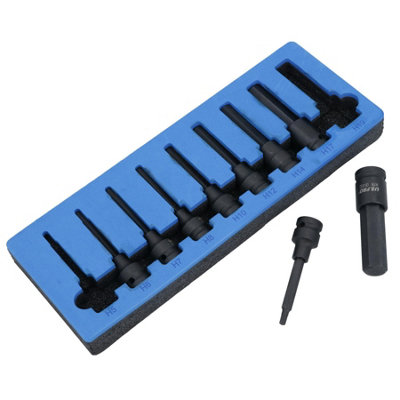 Metric Deep Impact Allen Hex Key Sockets 1/2in Drive 5 - 19mm 9pc 100mm