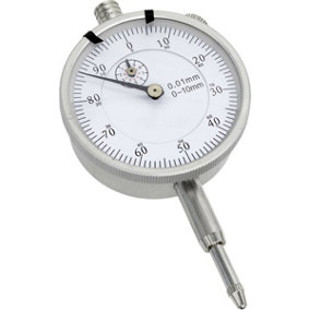 Metric Dial Gauge Indicator - 10mm Travel - Mounting Lug - Rotating Bezel