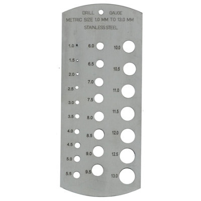 Metric Fractional Drill Size Gauge to 13mm Measure Hole Guide