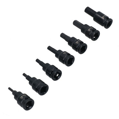 Metric Hex Allen Key Sockets 3/8" Drive Impacted Short Stubby 3mm - 10mm 7pc