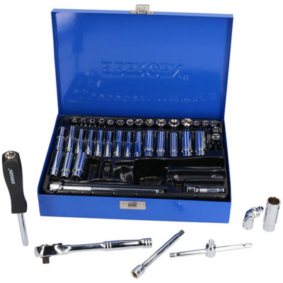 Metric / imperial / AF 1/4" drive socket set shallow / deep 42pc