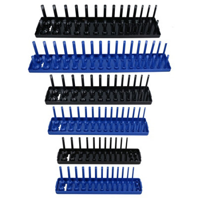 GRIP 3-Piece Metric Socket Organizer Tray Set - Holds 92 Pieces 1/4, 3/8, 1/2 Drive