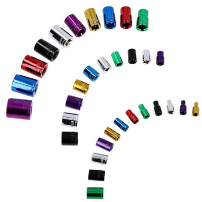Metric Mixed Drive 1/4" 3/8" + 1/2" Shallow Colour Coded Sockets 4 - 24mm 32pc