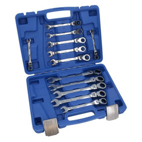 Metric MM Flexible Combination Ratchet Spanner Wrench Set 8mm - 19mm 12pc