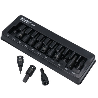 Metric MM Impact Impacted Hex Bit Allen Key Sockets 2mm - 10mm 11pc Set